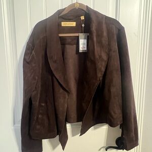 #8540. NEW! Shyanne Women's Dark Brown Faux Suede Western Jacket w/Fringe. 3X